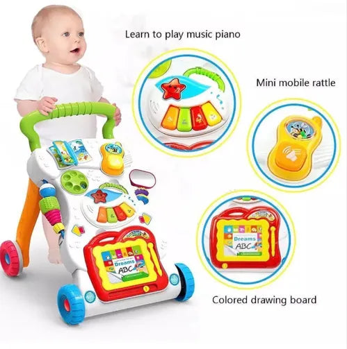 4-in-1 Baby Push Walker with Music & Activity Centre