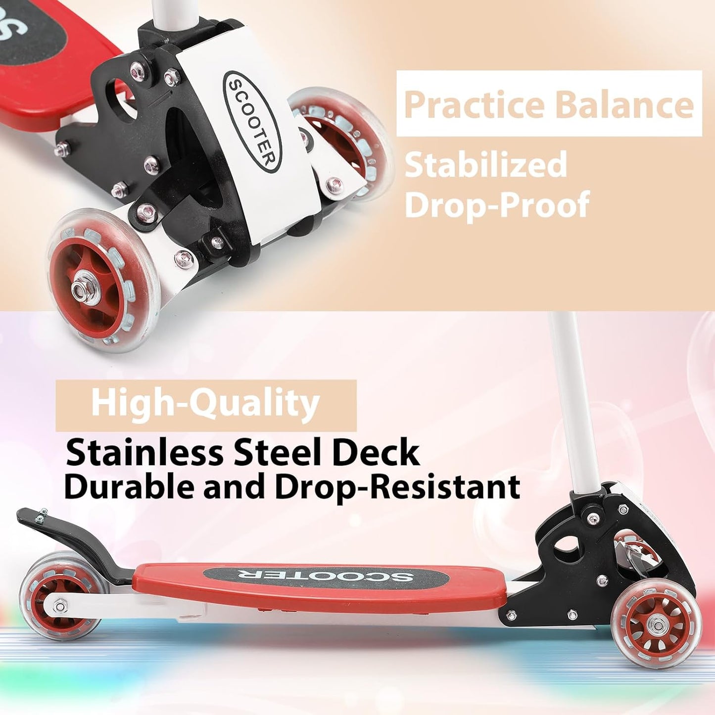 Kids Kick Scooter Adjustable Height Handlebars