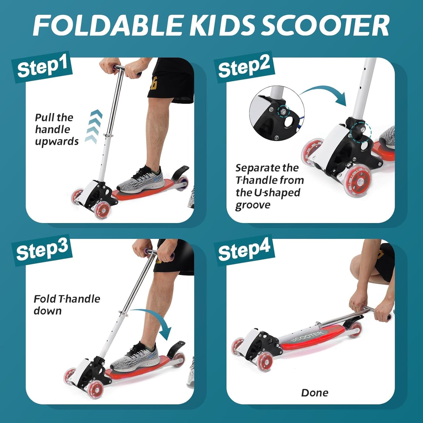 Kids Kick Scooter Adjustable Height Handlebars
