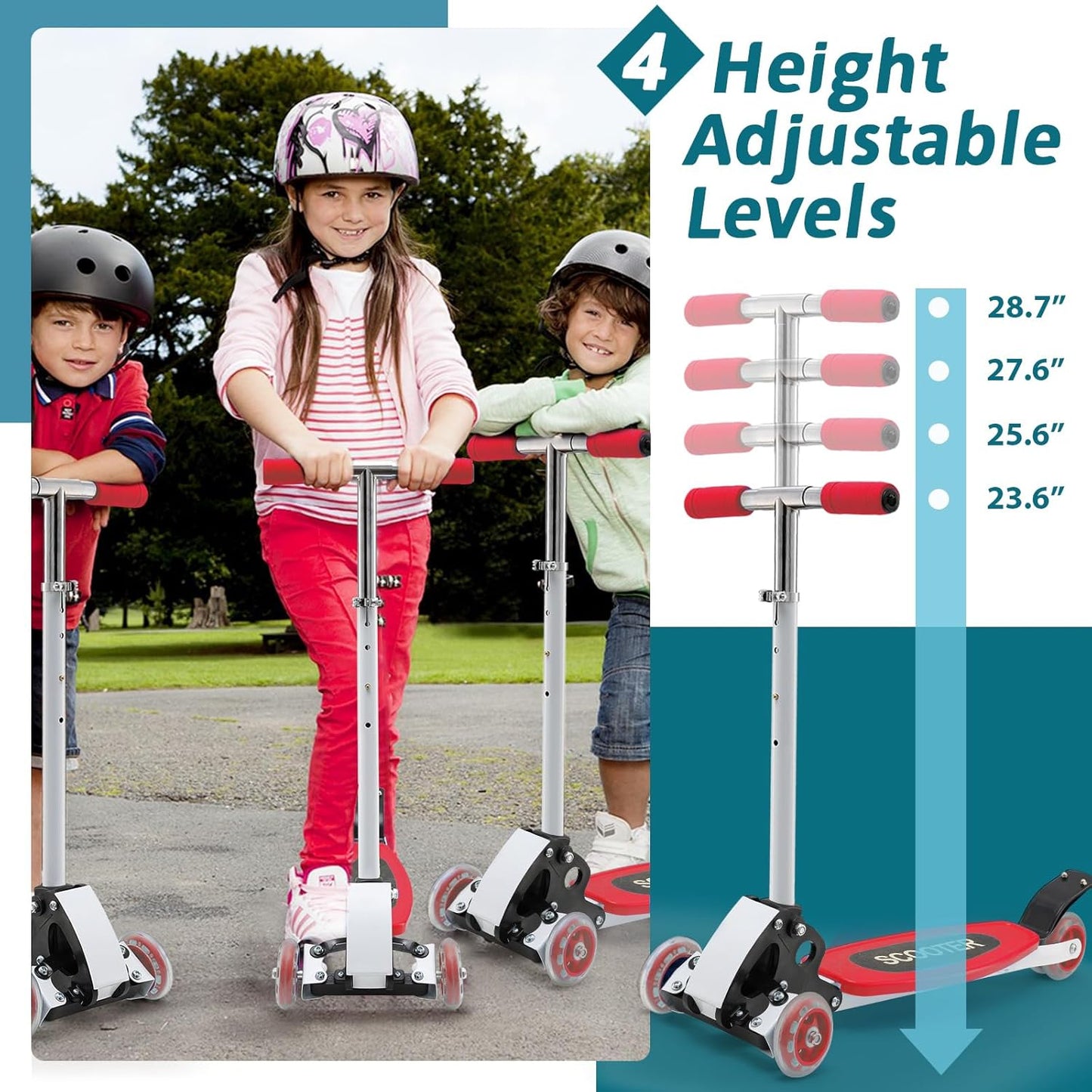 Kids Kick Scooter Adjustable Height Handlebars
