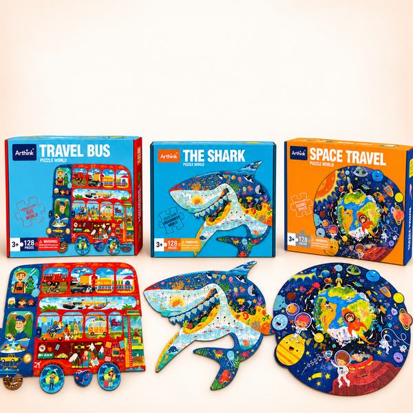 Shaped Jigsaw Activity Puzzle – 128 Pieces, Assorted