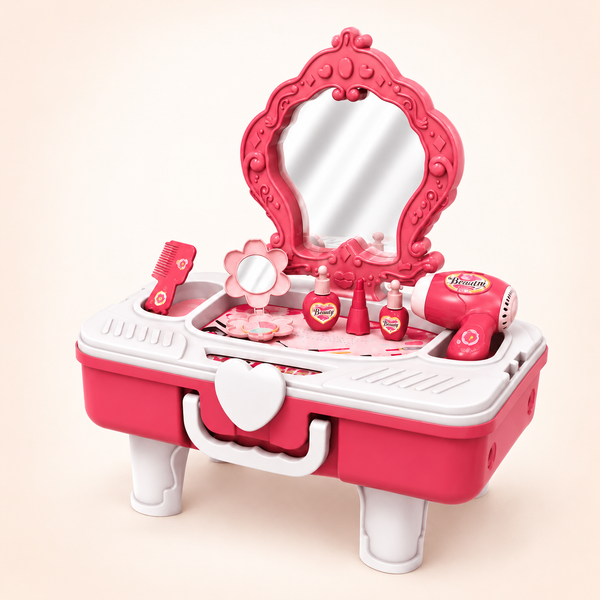 Pull-Along Dressing Table Play Case – 2-in-1