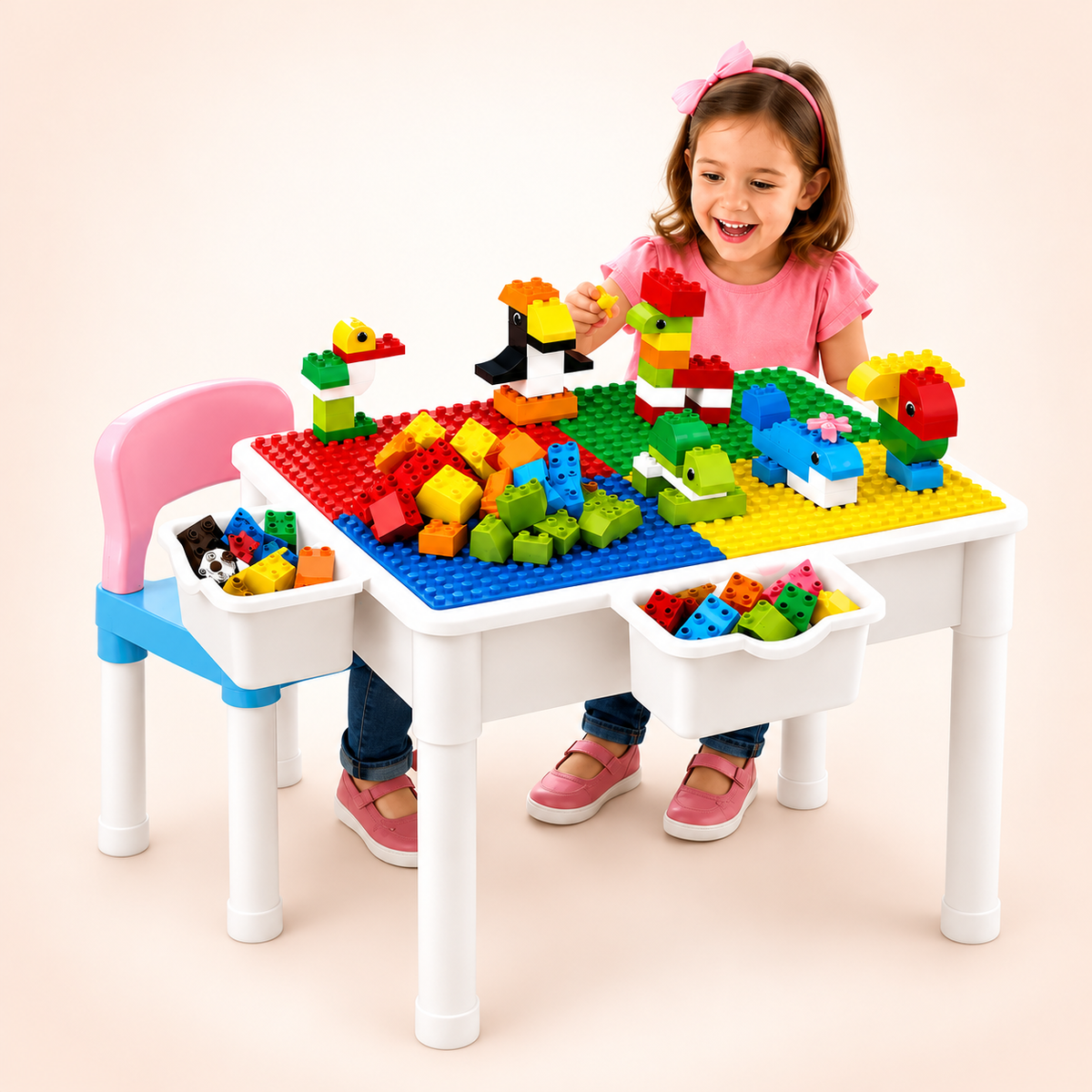 Animal World Construction Table Set – 102 Pieces