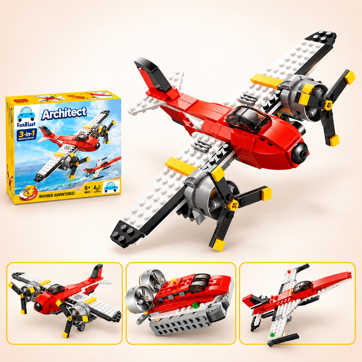 Architect Jet, Boat & Plane Building Set – 3-in-1, 241+ Pieces