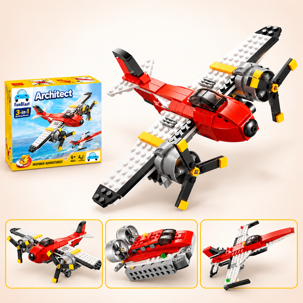 Architect Jet, Boat & Plane Building Set – 3-in-1, 241+ Pieces