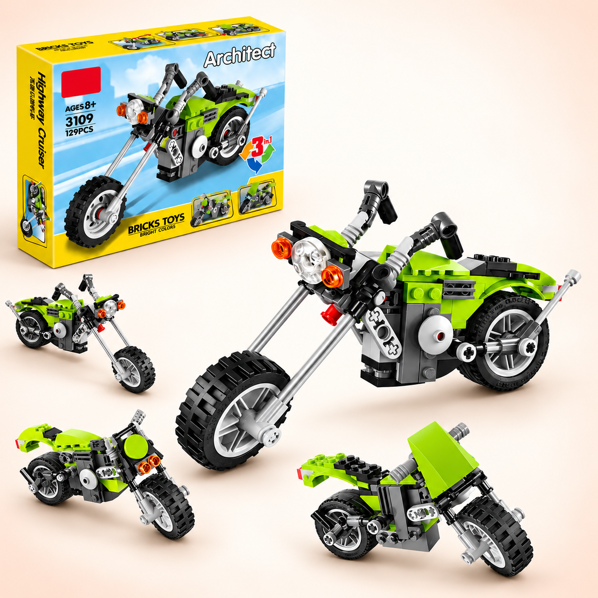 Architect Highway Cruiser Building Set – 3-in-1, 129 Pieces