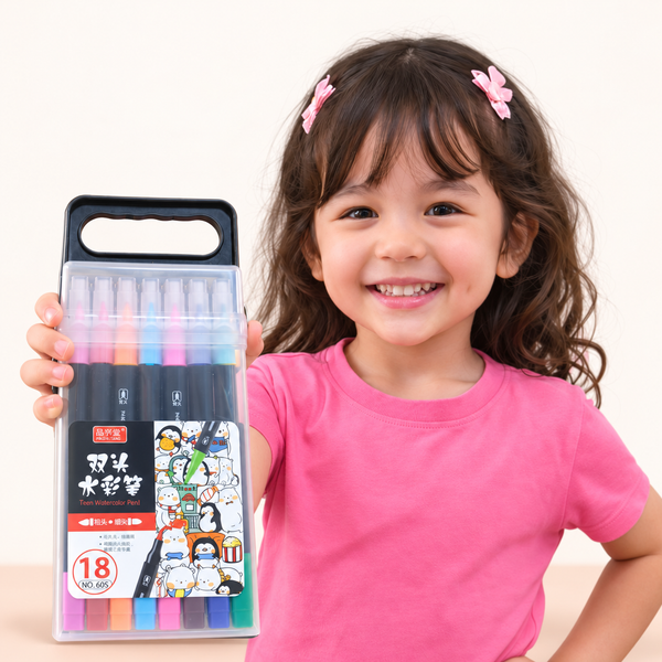 Twin-Tip Watercolour Marker Set – 18 Pieces