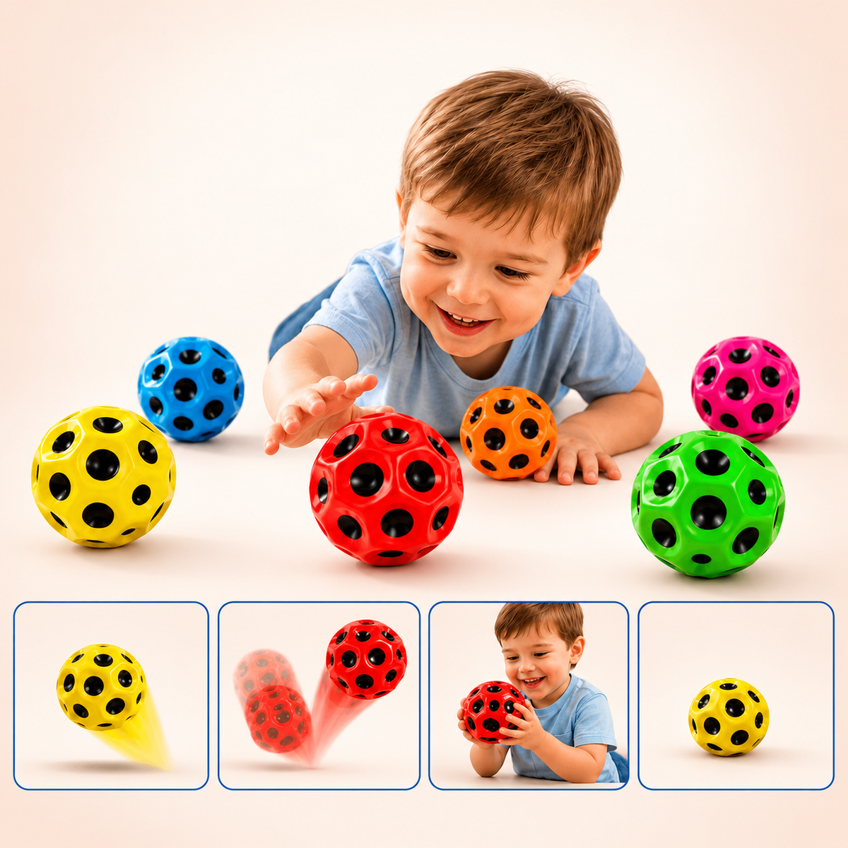 Moon-Shaped Bouncy Play Ball – Assorted Colour