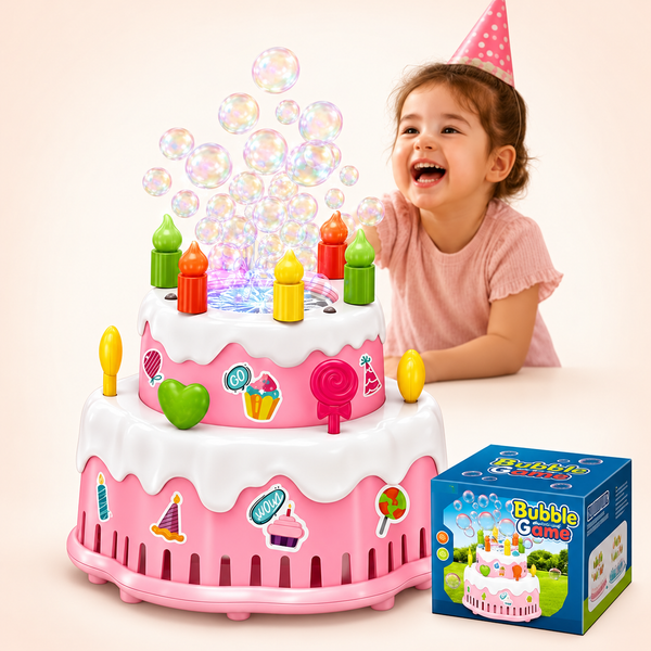 Cake-Shaped Bubble Maker with LEDs & Music