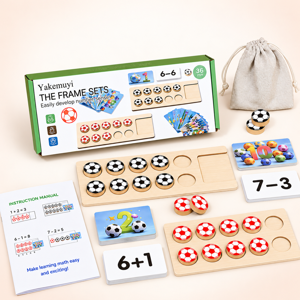 Wooden Football Maths Puzzle Game