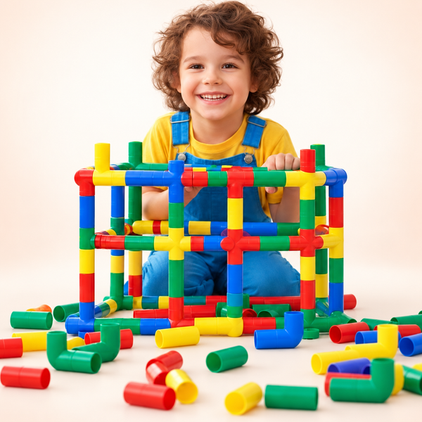 Colourful Pipe Construction Puzzle Set