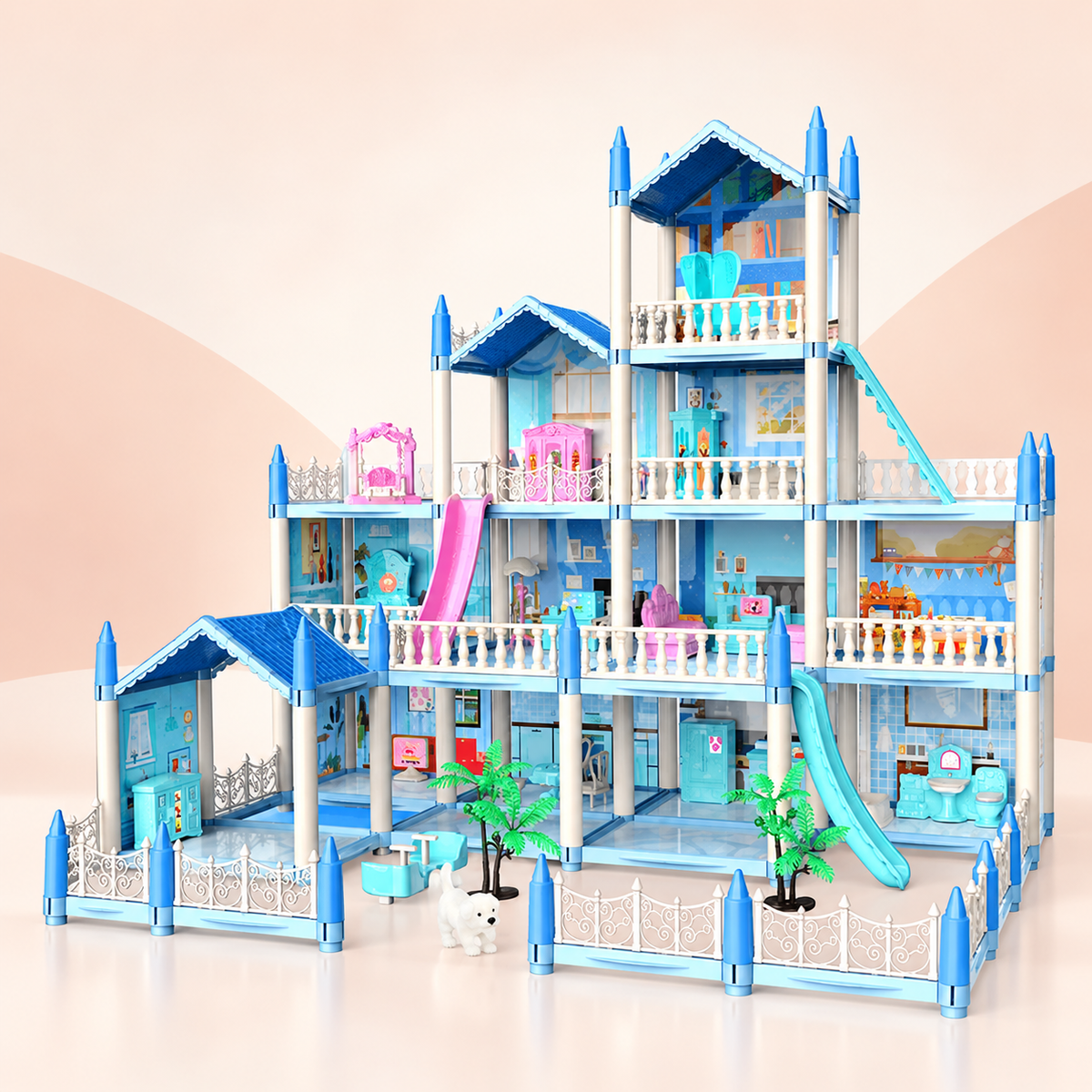 Build-Your-Own Blue Villa Dollhouse