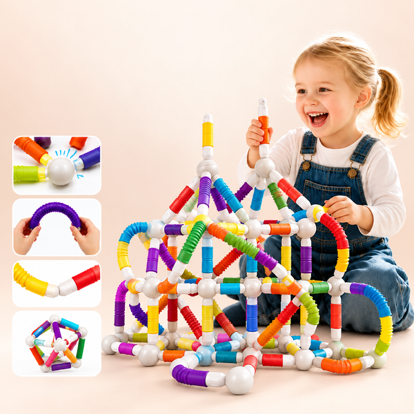 Flexible Magnetic Construction Tubes – 36 Pieces