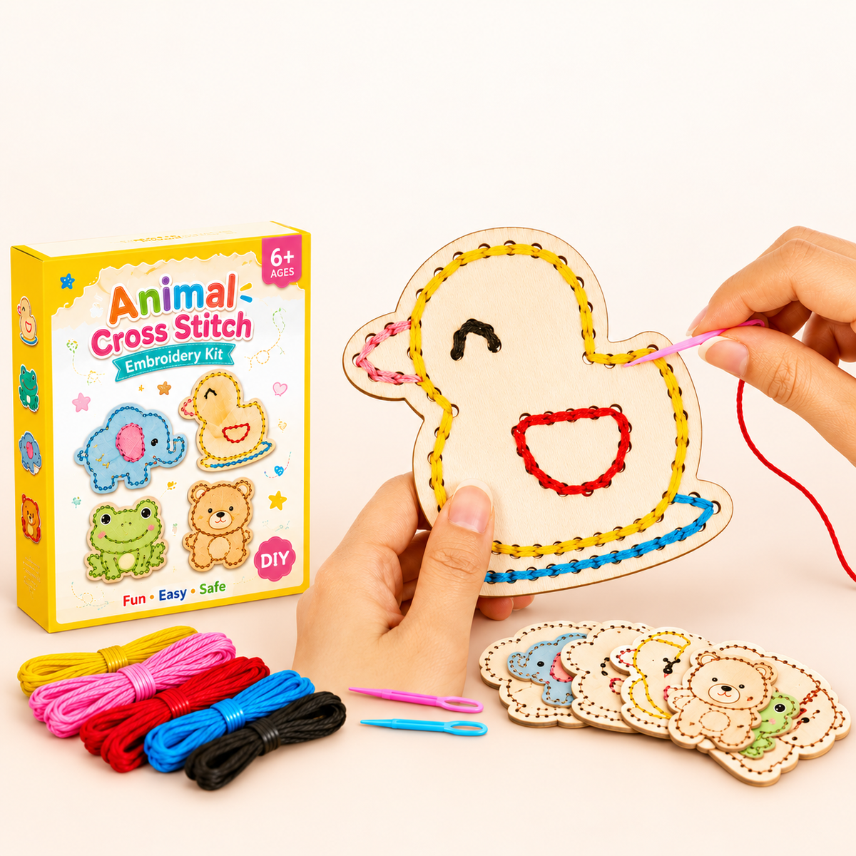 Wooden Animal Cross-Stitch Craft Kit