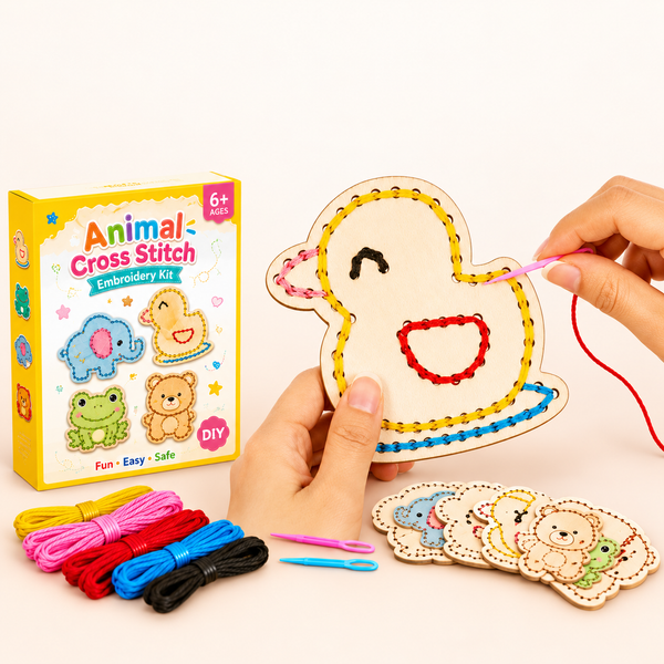 Wooden Animal Cross-Stitch Craft Kit