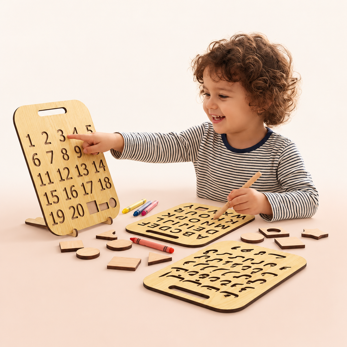 Wooden Stencil Learning Activity Board