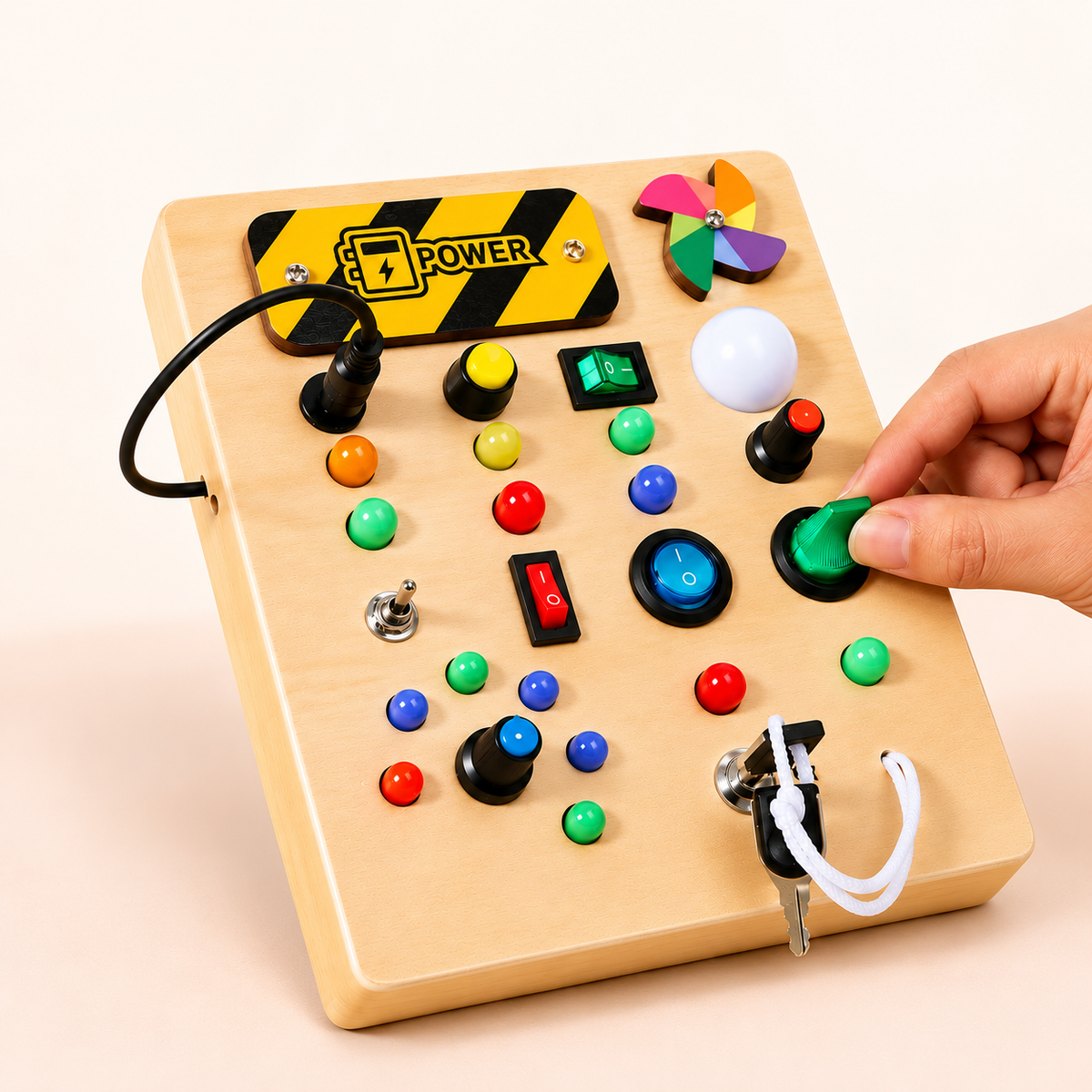 Wooden Montessori LED Switch Activity Board