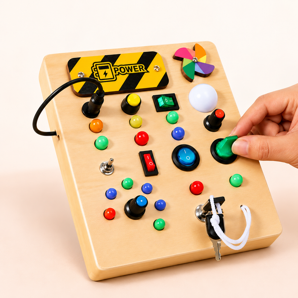 Wooden Montessori LED Switch Activity Board