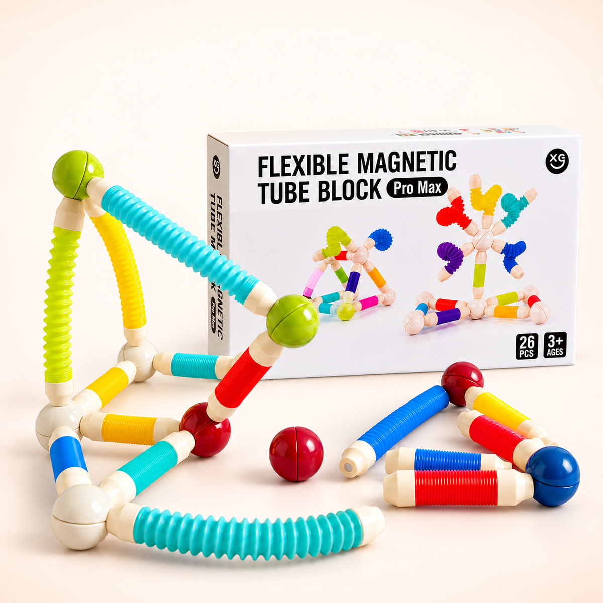 Flexible Magnetic Construction Tubes – 26 Pieces