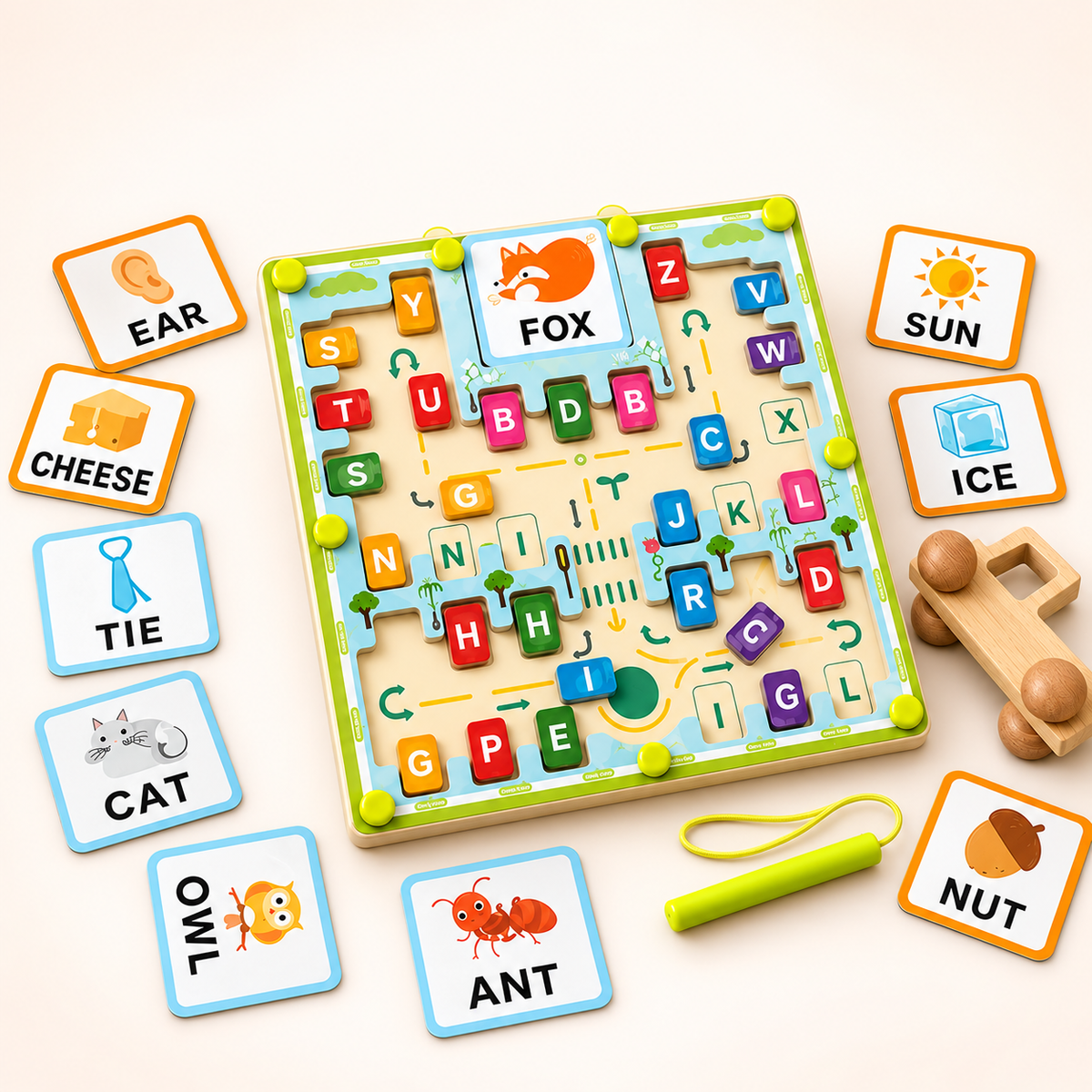 Wooden Magnetic Colour & Word Maze Puzzle