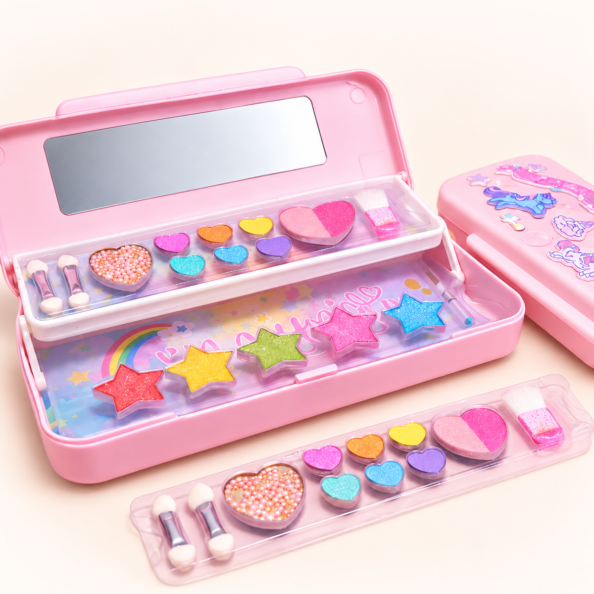 Makeup & Stationery Pencil Case with Eyeshadows – 2-in-1